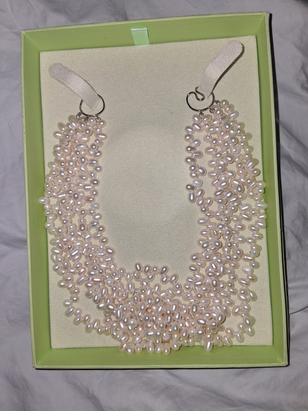 Multi-Strand Pale Ivory Freshwater Pearl Necklace - Women Jewelry